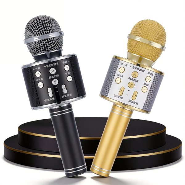 WS-858 Wireless Bluetooth Karaoke Microphone Speaker with Karaoke FM Radio USB/TF Handheld Mic