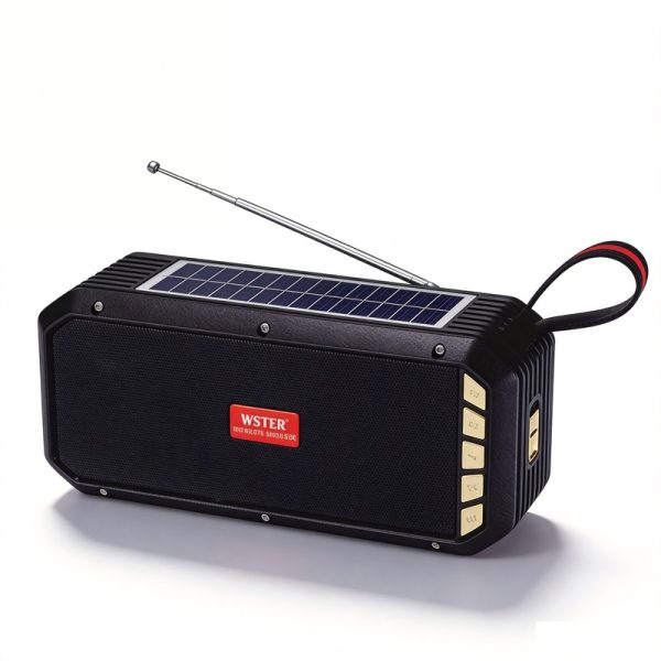 WS-5390 Solar Powered Bluetooth Speaker with Solar Charging Flashlight Outdoor Camping Emergency Light
