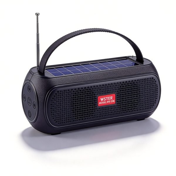 WS-5396 Solar Powered Bluetooth Speaker with Solar Charging Flashlight Outdoor Camping Emergency Light