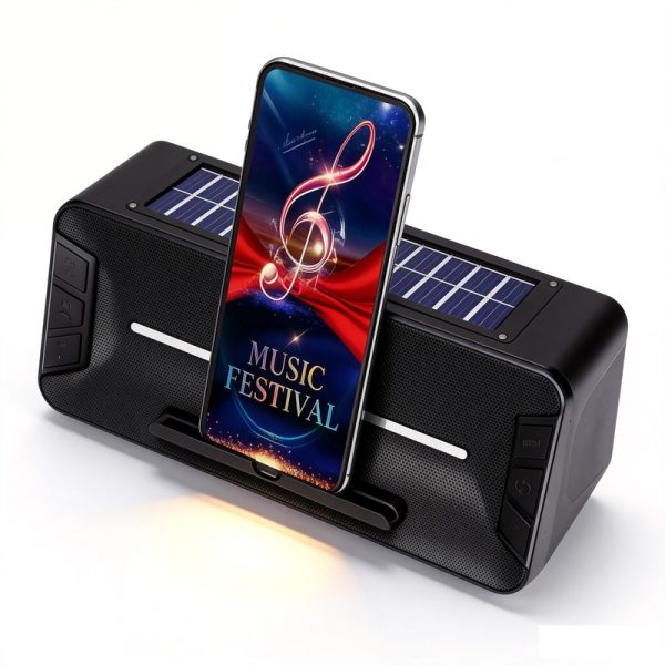 WS-1619 Solar Powered Bluetooth Speaker with Solar Charging Flashlight Outdoor Camping Emergency Light
