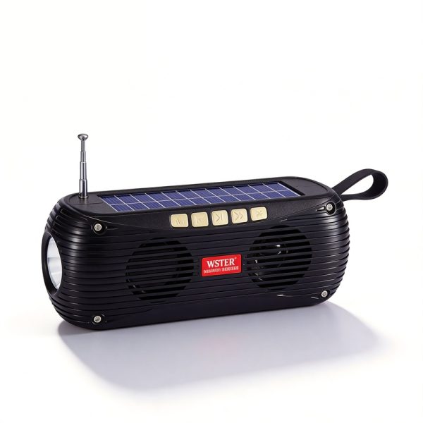 WS-5385 Solar Powered Bluetooth Speaker with Solar Charging Flashlight Outdoor Camping Emergency Light