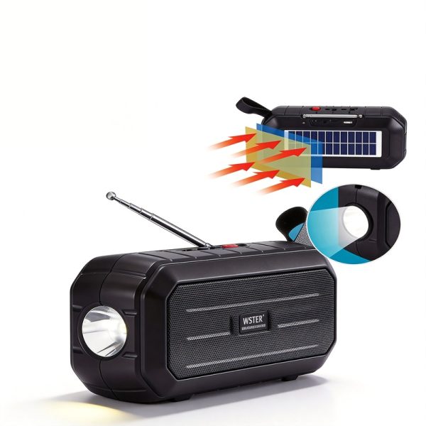 WS-5387 Solar Powered Bluetooth Speaker with Solar Charging Flashlight Outdoor Camping Emergency Light