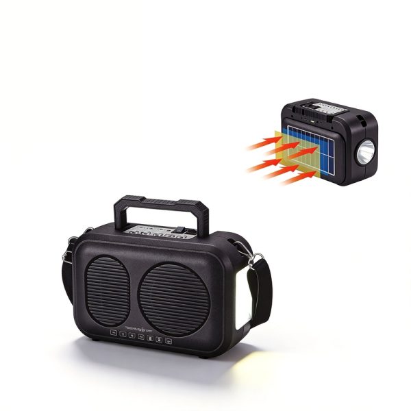 WS-5399 Solar Powered Bluetooth Speaker with Solar Charging Flashlight Outdoor Camping Emergency Light