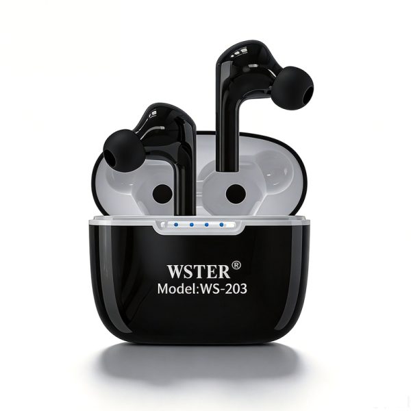 WS-203 TWS True Wireless Bluetooth Earbuds with Bluetooth 5.0, Stereo Sound with Charging Case